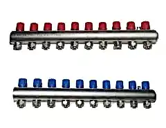 Kalde 10 Ağızlı Kendinden Vanalı Kollektör 1'' (Mavi ve Kırmızı Set)